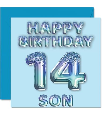 Biglietto Auguri 14 Anni Per Figlio - Hunts England, To The Best Son In The World, 148x148mm