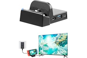 NETONDA Switch Docking Station do Nintendo Switch/Switch OLED, przenośna stacja ładująca Switch Dock 4K HDMI TV adapter uchwyt ładujący z portem USB 3.0, akcesoria do Nintendo Official