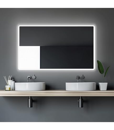 Artforma LED Badezimmerspiegel 100x100cm - Maßgefertigt Ohne Rahmen Mit Beleuchtung