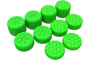 PlayVital Green Ergonomic Stick Caps Thumb Grips for Steam Deck LCD & OLED, for PS Portal Remote Player - with 3 Height Convex and Concave - Diamond Grain & Crack Bomb Design, Set of 10