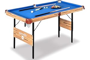‎SERENELIFE SereneLife Billardtisch, Mini Billardtisch Klappbar, Pool Table 137x74x78cm, Tischbillard- für Kinder mit Zubehör: 2 Queues, Kugeln, Dreieck, Kreide, Pool Tisch für Zuhause, blau