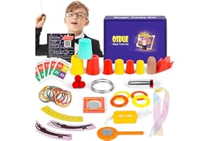 OSDUE Giochi di Magia per Bambini, 12 Pezzi Kit di Magia con Bastone Magico Istruzioni Piccoli Principianti Bacchetta Trucchi Magic Trick Kit per Regalo Bambini 6 7 8 9 10 11 12 Anni