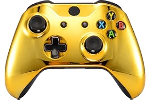 eXtremeRate Front Hülle Case für Xbox One S&X, Custom Glossy Skin Cover Vorderseites Gehäuse Faceplate Shell Ersatzteile für Xbox One S/X Controller Modell 1708-Chrome Gold