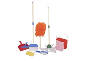 PLAYKIDZ Playkidiz Kids Cleaning Set, 11Pcs - Deluxe Cleaning Set Includes Spray, Mop, Brush, Broom, Sponge, Squeegee - Play Helper Realistic Housekeeping Set, Recommended For Ages 3+