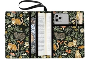 CRASPIRE Copertine per Libri con Gatti Protezione per Libri con Piante Custodia Multistrato per Libri Tascabili Copertina per Libri in Tessuto Lavabile con Tasca Extra per Amanti dei Libri Regali