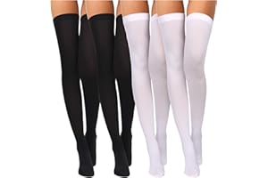 Boao 4 Paare Damen Seiden Kniestrümpfe Hohe Strümpfe Nylon Kniestrümpfe für Damen Halloween Cosplay Kostüm Party Zubehör