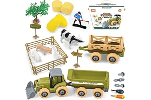 BuzzoXerex Set Tractor Niños, Granja Animales, Conjunto Criança Remolques Camiones, Vehículos Juguete 3 Años