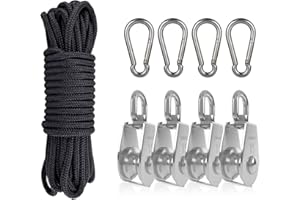 DBREAKS M15 Polea de Acero Inoxidable 304, 4Pcs poleas individuales, Bloques de Polea de única Acero Inoxidable, 15MM Bloques de Polea Grúa