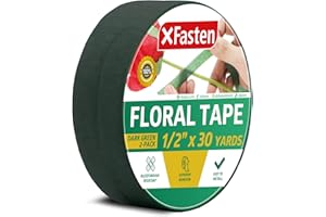 XFasten Lot de 2 rubans adhésifs floraux larges pour bouquet, 1/2", Vert foncé