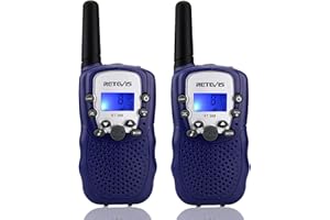 Retevis RT388 Talkie Walkie Enfants PMR446 8 Canaux Écran LCD Lampe de Torche VOX 10 Tonalités d'Appel Verrouillage des Canaux Talkie Walkie Jouet pour Enfant (Bleu Foncé, 1 Paire)