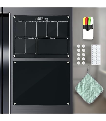 Calendrier Magnétique Frigo Effaçable – 41,7x32 Cm – Planning Hebdomadaire Avec Zones