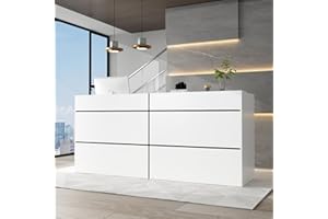 ‎PREMTURE große Empfangstheke mit großer Arbeitsfläche, Empfangstresen, Rezeption, Rezeptionstheken, Laden-Theke, Verkaufstheke, Rezeptionsmöbe, weiß, MDF, 140cm X 110 cm X 60 cm