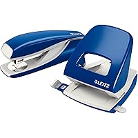 Leitz Büro Heftgerät und Locher-Set, Für 30 Blatt, Ergonomische Design, Blau, NeXXt-Serie, 50950035