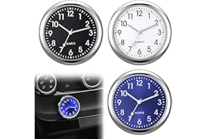 Neyeau 3PCS Car Clock,Car Dashboard Accessories,Car Clocks for Dashboard,Easy to Read Time,Car Ship Time Vents Stick-On Mini Digital Clocks for Car Decoration,Universal and Luminous（Black+White+Blue）