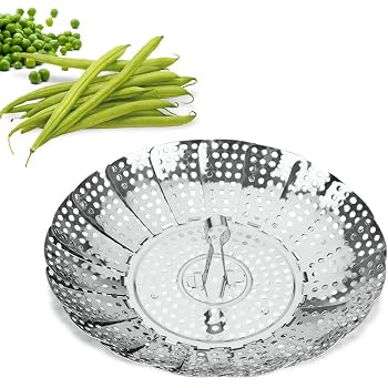 Panier Vapeur Pliable Extra-Large En Acier Inox 430 - Cuiseur Vapeur Ajustable Avec Crochet Central, Idéal Pour Autocuiseur, Casserole, Friteuse Air & Cuiseur Riz