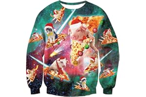 Loveternal Unisexee Pulls Noel 3D Imprimé Ugly Christmas Jumper Manches Longues Xmas Pullover S-3XL