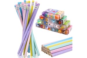 Fzyisw Barnpennor med suddgummi Set, 36 delar, Festgåvor för barnkalas, 18 roliga suddgummin, 18 barnpennor, Skolmaterial för pojkar och flickor, Skolmaterial