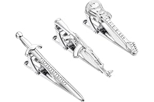 Kakonia Tie Clips for Men Unique Personalized Cross Shark Fish Hook Sword Gun Guitar Octopus Limb Tree Compass Tie Bar Set