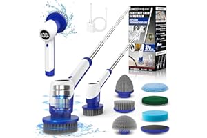 GANICECOOL Spazzola Elettrica Rotante per Pulizia, Scrubber Doccia a Batteria con 6 Teste di Spazzola Sostituibili, 2 Velocità Regolabili, Spin Brush per La Pulizia Bagno Cucina Pavimento Vasca (Blu)