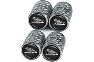 NANNUT 4 Pezzi Cappucci Valvole Pneumatici per Auto, per Jaguar XE XEL XF XFL XJ F-Pace F-Type, Cappucci Valvole con Anello in Gomma, Copri Stelo Antipolvere Impermeabili, Accessori Esterne,Bla-CK