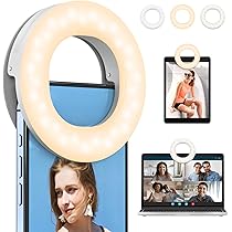 Luce Selfie Con Clip - LED Ricaricabile, 3 Modalità E 3 Luminosità, Per Smartphone, Laptop E Vlog, Bianco - Foto 3