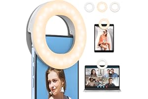 QIRITA Clip Ring Light, Selfie Ring Light, Portable Selfie Ring Light with 3 Adjustable Light Modes, Video Conference Light for iPhone, Laptop, iPad, Zoom Meeting, Makeup, Video