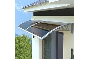 KUFU01 Tettoia per Porta e Ingresso,Pensilina per Copertura in Policarbonato,Garden Pensilina da Esterno,Tendalino per Finestra Antipioggia,Larghezza 60/80/100/120/150 Cm Opzionale (60x260cm/24"x102",Gray)