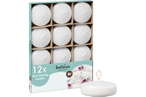Bolsius Oparfymerade Flytande Ljus – 7,6 cm - Vit - Uppsättning av 12 – Europeisk Kvalitet – Brinntid 8 timmar - Doftfri - Pa
