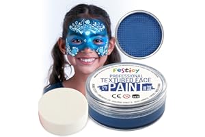 Festicy Peinture Bleu Foncé pour Visage I 20g avec Éponge | Certifié EN 71-3 & Reach | Maquillage Carnaval Enfant, costume carnaval fille, peinture enfant lavable, maquillage carnaval pour visage