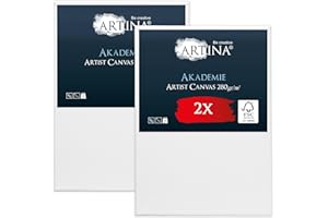 ‎ARTINA Keilrahmen Leinwand zum Bemalen 50x70 cm – Artina FSC® 2er Set bespannte Keilrahmen Leinwände zum malen für Acrylfarben Canvas 100% Baumwolle – Acryl Leinwand Rahmen