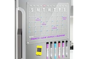 CBDYWVR 2023 Magnetic Calendar for Fridge 16.5"x12" Dry Erase Acrylic Calendar Board for Refrigerator Includes 6 Markers with 4 Colors Monthly & Weekly & Daily Clear Board Reusable Calendar Planner