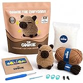 The Gookie Başlangı&ccedil; Seviyesi Amigurumi Kapibara &Ouml;rg&uuml; Seti, El Yapımı Tığ İşi Oyuncak, Kahverengi, Tam Set Malzemelerle