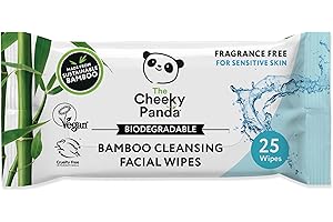 The Cheeky Panda Bamboo Facial Make Up Remover Wipes | Sustainable Face Wipes Eye Makeup Remover | Unscented Pack of 25 Face Wipes | 99% Purified Water