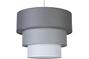 Giggi 3-Tier Fabric Lamp Shade, 30cm Easy-Fit Ceiling Light Shade, Non-Electrical Pendant Lampshades for Ceiling Lights, Lamp Shades for Table Lamps, Floor Lamps, Living Room, Bedroom (Medium Grey)