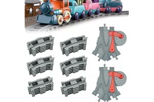 POFIBO Eisenbahn Schienen Set - 32 Stück Bausteine Zug Schienen Set, Eisenbahn Erweiterung, Spielzeug Eisenbahnschienen, Zugschienen Eisenbahn Zubehör City Zug Schienen Set für Kinder Jungen Mädchen