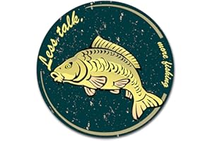 Finest Folia Adesivo a forma di pesce, stile retrò, 10 x 10 cm, per auto, barca, valigia da pesca, accessorio da pesca, resistente alle intemperie, R165 (06 carpa, Less Talk)