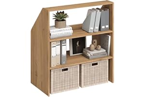 Bellamio Aland Dachschrägen Regal in Eichenoptik – offener Dachschrägenschrank mit 3 Fächern – Bücherregal/Kleiderschrank – platzsparender Stauraum für schräge Wände – Nischenschrank 100x90x50 (HxBxT)