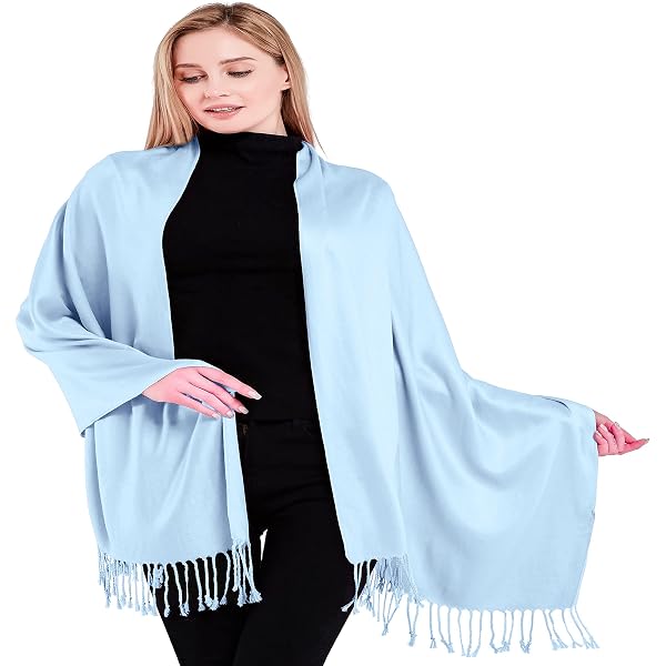 Châle Pashmina Népalais Violet Uni - 198x72 Cm - Viscose/acrylique - Franges - Parfait Pour Soirée, Mariage