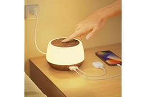 GÖRVITOR Dotykowa lampka nocna LED z funkcją ściemniania i ładowaniem 20 W, z 2 portami USB, 9 kolorów, 3 tryby, dla dzieci, lampka do karmienia, z timerem i funkcją zapamiętywania, dekoracja sypialni i salonu