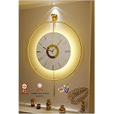 MetaQuartz Aksesuar Metal &Ccedil;ember - Kadran Kristal (&Ouml;zel Seri- Quartz Mekanizmalı) Pilli Ledli Metal Duvar Saati gold 50 x 75