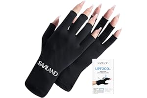 Saviland Guantes UV para uñas de gel, guantes de protección UV de alta tecnología UPF200+ para manicura, anti UV y UVB 999+, guantes de uñas UV para lámpara de uñas, cuidado de la piel, guantes sin