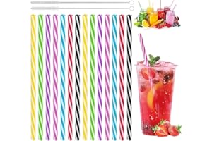 lisetar 50 cinghie in plastica riutilizzabili, con spazzola per la pulizia, drinking Plastic,Dishwasher Safe,Reusable Hard Straws for Family Bar Cafes Ristoranti BBQ Party Celebrations