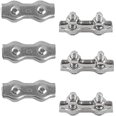 M6 Duplex Cable Clamp Duplex Clips Double Clip Wire Ropes Stainless Steel 304 for Fixed Cable Clotheslines Patio Hanging Sun