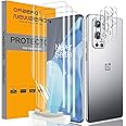 NEWZEROL 3 Pieces Screen Protector + 3 Pieces Camera Lens Cover Compatible with Oneplus 9 Pro, [Fingerprint ID] Bubble Free C