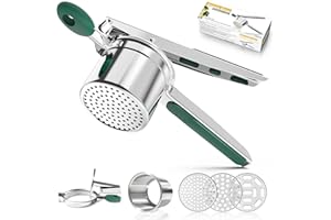 ‎SPEENSUN Kartoffelpresse, Spätzlepresse aus Edelstahl Rostfrei Spülmaschinenfest Mit 3 Austauschbare Spätzlesieb,Rutschfestem Silikongriff spätzlespresse,Potato Ricer，Weihnachtspräsent（grün)
