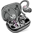 Jesebang Wireless Earbuds, Bluetooth 5.3 Headphones, 2025 Wireless Earphones HiFi Stereo Sound with ENC Mic, Sport Headsets in Ear EarHooks for Running, 40H Dual LED Display, IP7, Grey