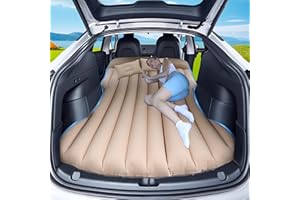 AGEMANY Matelas gonflable de voiture pour Tesla Model Y, lit de camping pour voitures, VU, camion, siège arrière, lit pliable, portable, tapis de couchage pour voiture, maison, camping, voyage (Beige)
