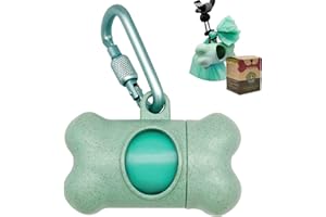 YUCHIYA Dog Poop Pickup Bags Holder Dispenser with Leak-Proof Scented Doggy Waste Bags and Carabiner with Safety Lock Plus Hook and Loop Fastener Never Loose on Leash Lead Again (1 Holder 15 Bags, Blue)