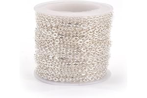 PH PandaHall 10m Silver Chain Cross Chain for Jewellery Making, Iron Necklace Chains Bracelet Chains for Men Women Jewellery Making DIY Crafting