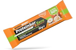NAMEDSPORT SUPERFOOD NAMEDSPORT Protein Bar Zero Hazelnut, 30% di Proteine, 2 Matrix Protein Blend con 15g di proteine per barretta, Ideale come post-workout, Box 12 Unità